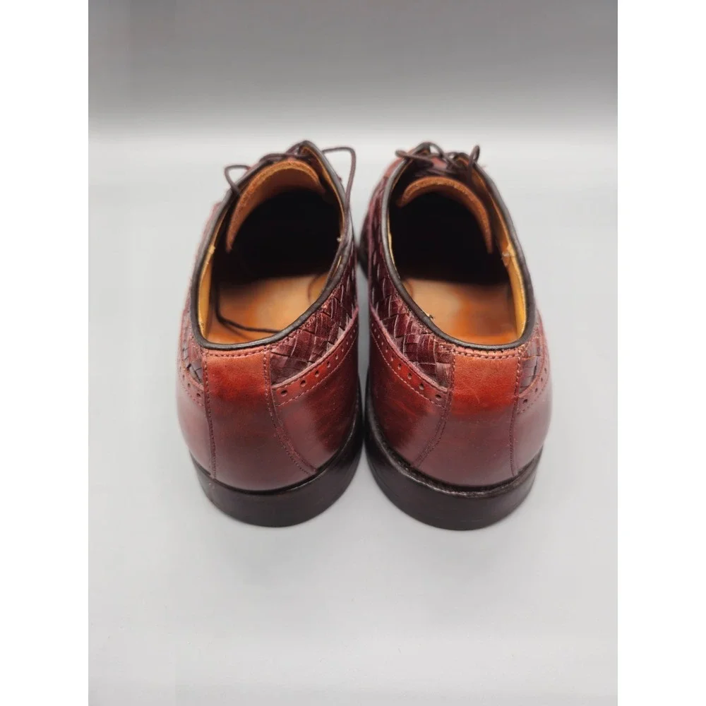 Allen Edmonds Mens Woven Leather Brown CRANDON Lace Up Shoes Sz. 10.5 E